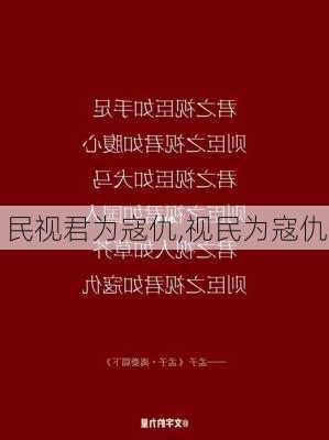 民视君为寇仇,视民为寇仇