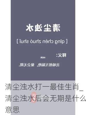 清尘浊水打一最佳生肖_清尘浊水后会无期是什么意思