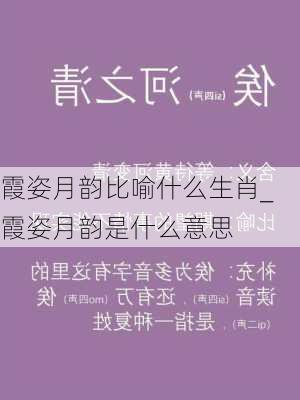 霞姿月韵比喻什么生肖_霞姿月韵是什么意思