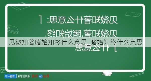 见微知著睹始知终什么意思_睹始知终什么意思