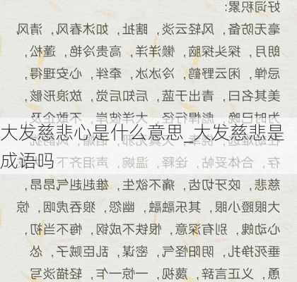 大发慈悲心是什么意思_大发慈悲是成语吗