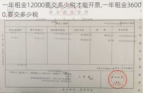 一年租金12000要交多少税才能开票,一年租金36000,要交多少税