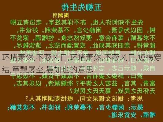 环堵萧然,不蔽风日,环堵萧然,不蔽风日,短褐穿结,箪瓢屡空,晏如也的意思