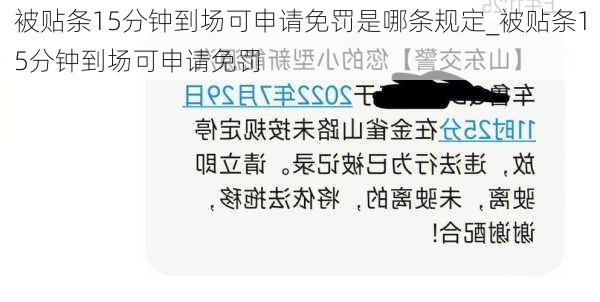 被贴条15分钟到场可申请免罚是哪条规定_被贴条15分钟到场可申请免罚