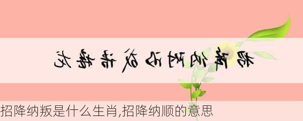 招降纳叛是什么生肖,招降纳顺的意思