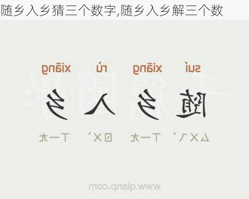 随乡入乡猜三个数字,随乡入乡解三个数