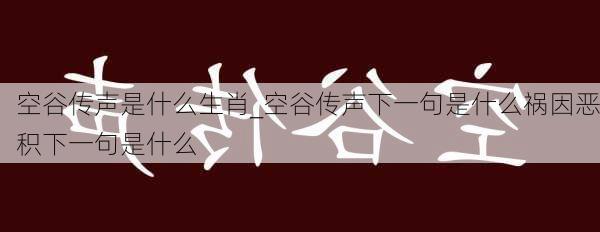 空谷传声是什么生肖_空谷传声下一句是什么祸因恶积下一句是什么