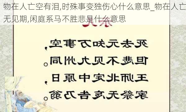 物在人亡空有泪,时殊事变独伤心什么意思_物在人亡无见期,闲庭系马不胜悲是什么意思