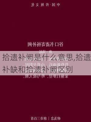 拾遗补阙是什么意思,拾遗补缺和拾遗补阙区别