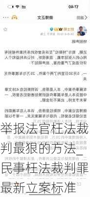 举报法官枉法裁判最狠的方法_民事枉法裁判罪最新立案标准