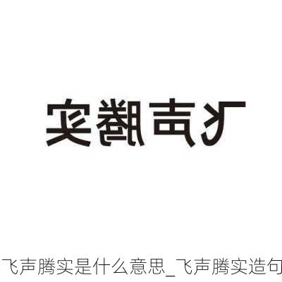 飞声腾实是什么意思_飞声腾实造句