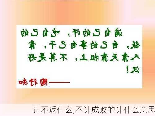 计不返什么,不计成败的计什么意思