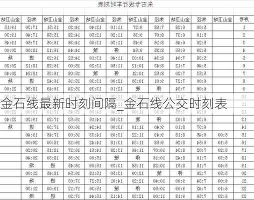 金石线最新时刻间隔_金石线公交时刻表