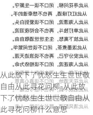 从此放下了忧愁生生世世敬自由从此寻花问柳-从此放下了忧愁生生世世敬自由从此寻花问柳什么意思